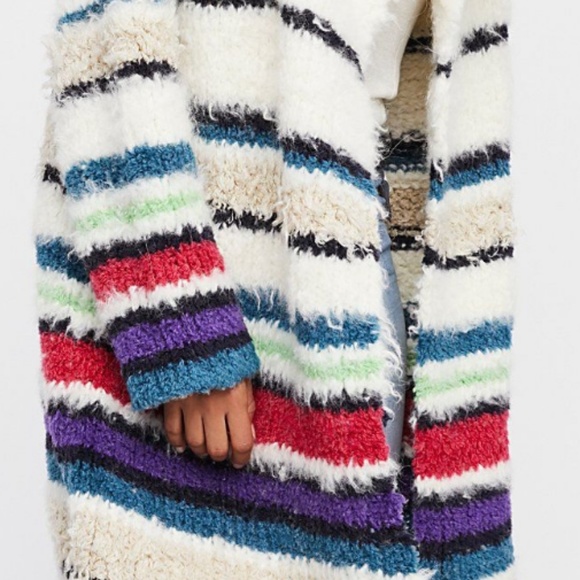 Free People Paint The Town Sweater Jacket Striped Knit Alpaca Blend Size XS NWT - Picture 7 of 16